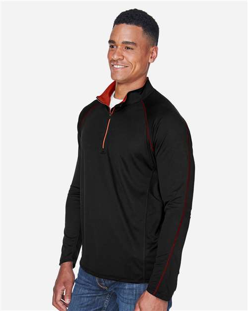 North End Men's Radar Performance Quarter-Zip Pullover - 88187 Black- Classic Red