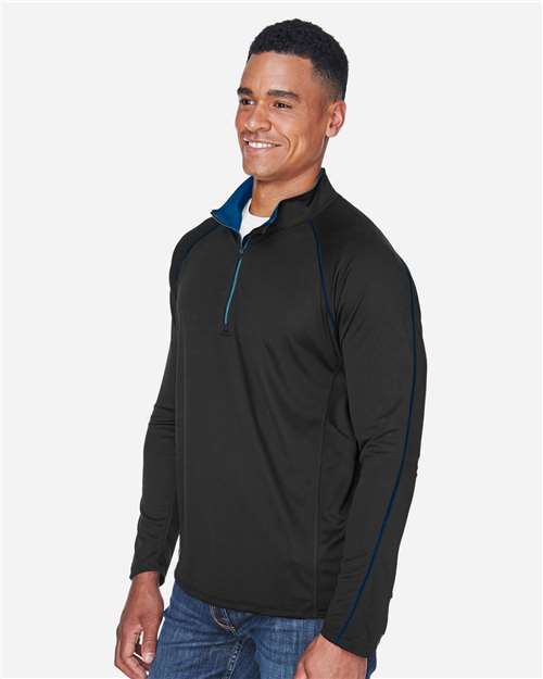 North End Men's Radar Performance Quarter-Zip Pullover - 88187 Black- True Royal