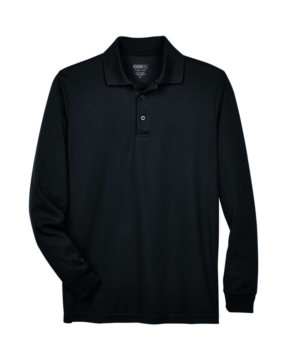 Core365 Men's Pinnacle Performance Long Sleeve Piqué Polo - 88192 Black