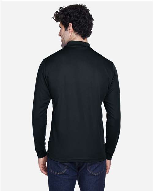 Core365 Men's Pinnacle Performance Long Sleeve Piqué Polo - 88192 Black