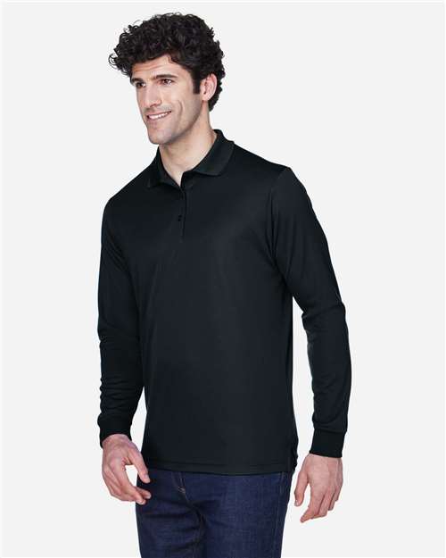 Core365 Men's Pinnacle Performance Long Sleeve Piqué Polo - 88192 Black