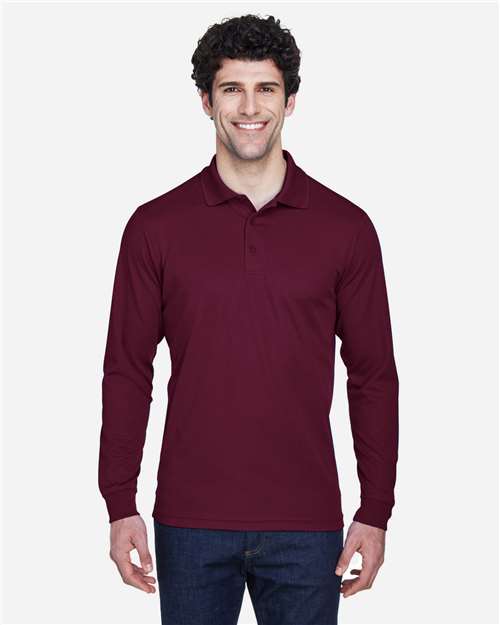 Core365 Men's Pinnacle Performance Long Sleeve Piqué Polo - 88192 Burgundy