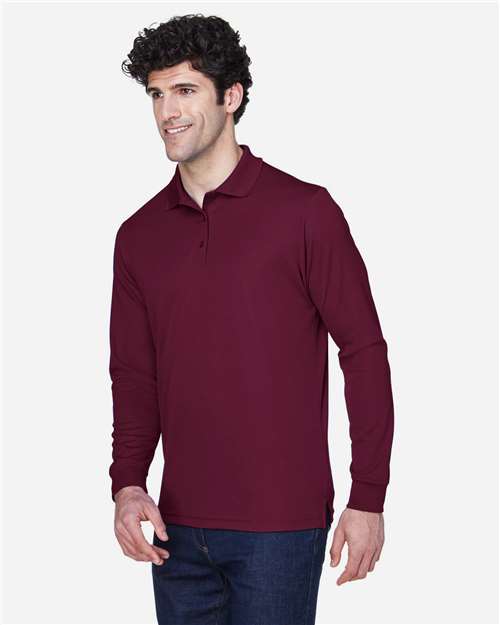 Core365 Men's Pinnacle Performance Long Sleeve Piqué Polo - 88192 Burgundy