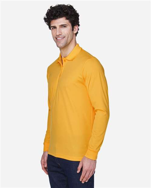 Core365 Men's Pinnacle Performance Long Sleeve Piqué Polo - 88192 Campus Gold