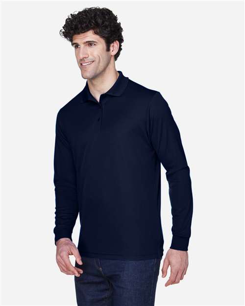 Core365 Men's Pinnacle Performance Long Sleeve Piqué Polo - 88192 Classic Navy
