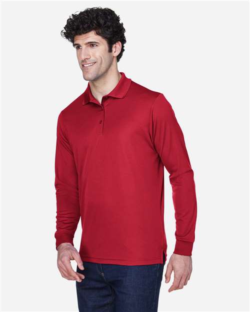 Core365 Men's Pinnacle Performance Long Sleeve Piqué Polo - 88192 Classic Red
