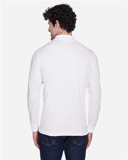 Core365 Men's Pinnacle Performance Long Sleeve Piqué Polo - 88192 White