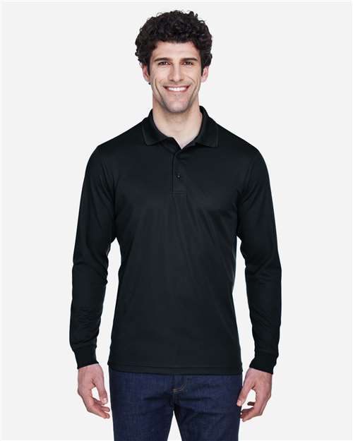 Core365 Men's Pinnacle Performance Long Sleeve Piqué Polo - 88192 Black