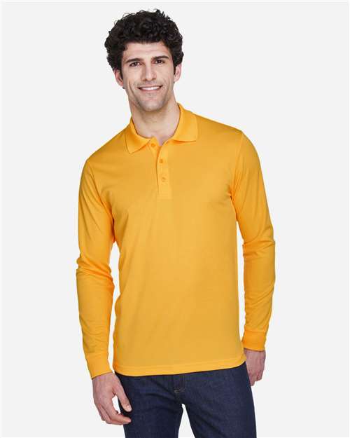 Core365 Men's Pinnacle Performance Long Sleeve Piqué Polo - 88192 Campus Gold