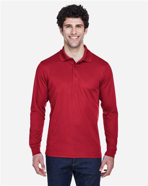 Core365 Men's Pinnacle Performance Long Sleeve Piqué Polo - 88192 Classic Red