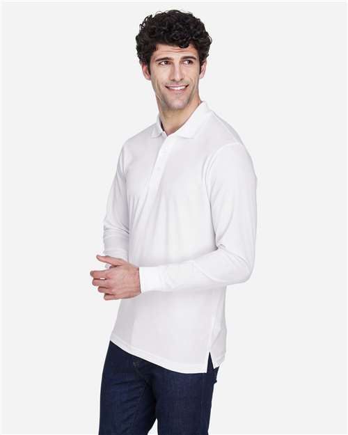 Core365 Men's Pinnacle Performance Long Sleeve Piqué Polo - 88192 White