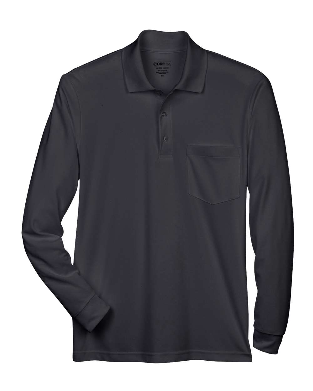 Core365 Men's Pinnacle Performance Long Sleeve Piqué Polo with Pocket - 88192P Black