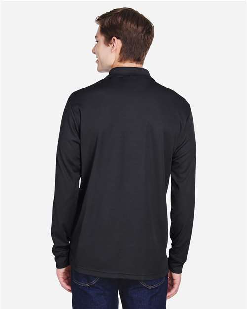 Core365 Men's Pinnacle Performance Long Sleeve Piqué Polo with Pocket - 88192P Black