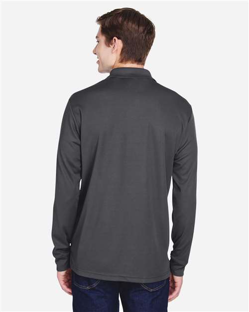 Core365 Men's Pinnacle Performance Long Sleeve Piqué Polo with Pocket - 88192P Carbon