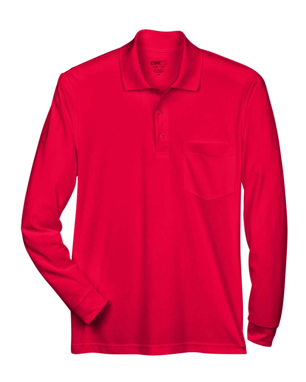 Core365 Men's Pinnacle Performance Long Sleeve Piqué Polo with Pocket - 88192P Classic Red