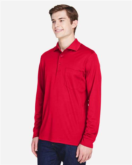 Core365 Men's Pinnacle Performance Long Sleeve Piqué Polo with Pocket - 88192P Classic Red