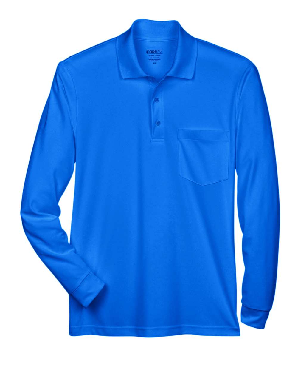 Core365 Men's Pinnacle Performance Long Sleeve Piqué Polo with Pocket - 88192P True Royal