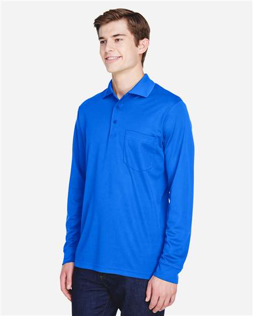 Core365 Men's Pinnacle Performance Long Sleeve Piqué Polo with Pocket - 88192P True Royal