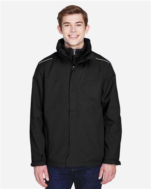 Core365 Men's Region 3-in-1 Jacket with Fleece Liner - 88205 Black