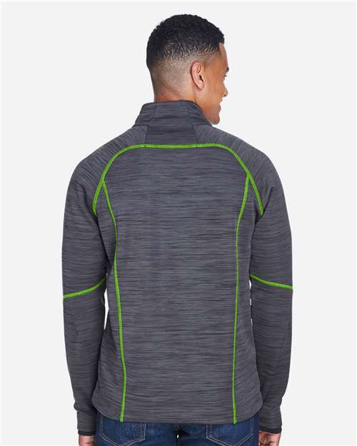 North End Men's Flux Mélange Bonded Fleece Jacket - 88697 Carbon- Acid Green