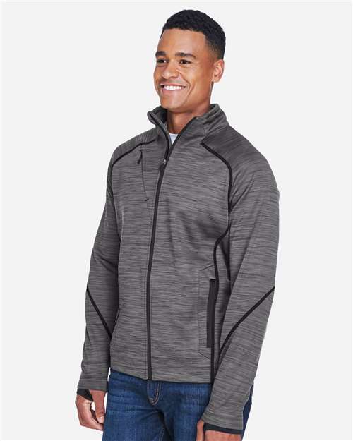 North End Men's Flux Mélange Bonded Fleece Jacket - 88697 Carbon- Black