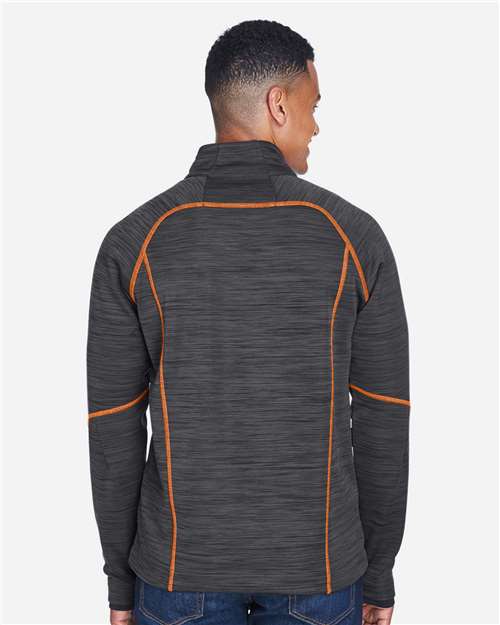 North End Men's Flux Mélange Bonded Fleece Jacket - 88697 Carbon- Orange Soda