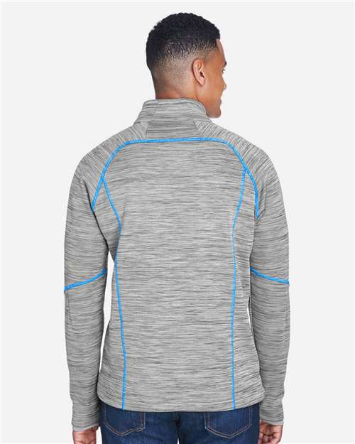 North End Men's Flux Mélange Bonded Fleece Jacket - 88697 Platinum- Olympic Blue