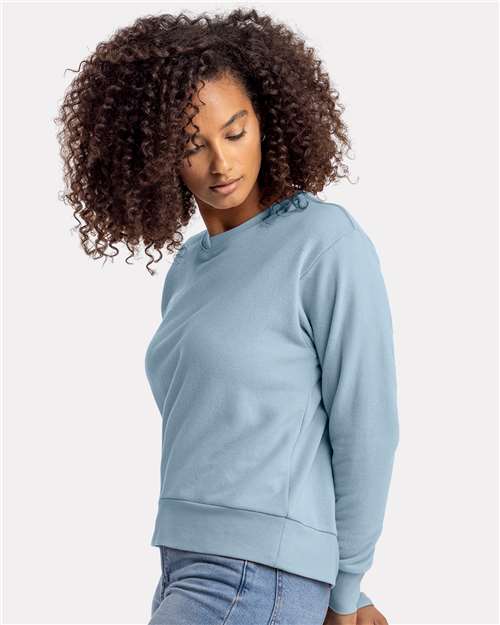 Next Level Women's Laguna Sueded Crewneck Sweatshirt - 9084 Stonewash Denim