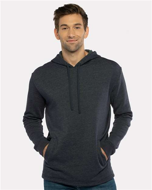 Next Level Unisex Malibu Welt Pocket Hoodie Sweatshirt - 9300 Heather Midnight Navy