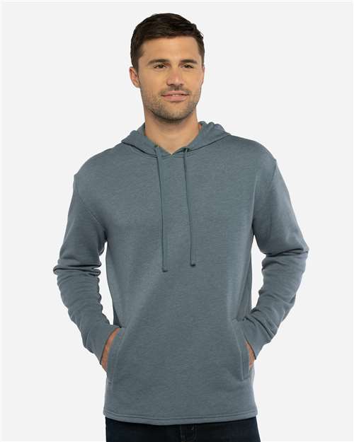 Next Level Unisex Malibu Welt Pocket Hoodie Sweatshirt - 9300 Heather Slate Blue