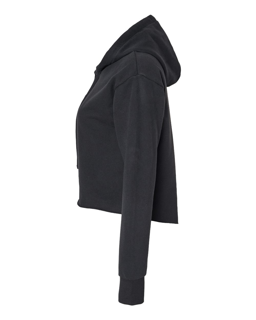 Next Level Women's Laguna Sueded Raw Edge Crop Hoodie Sweatshirt - 9384 Black