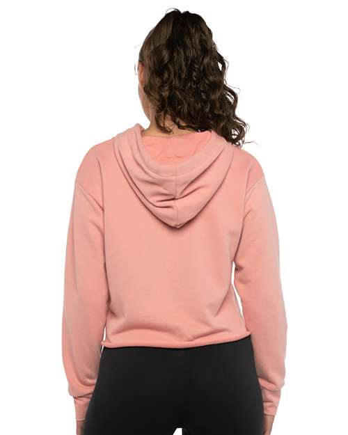 Next Level Women's Laguna Sueded Raw Edge Crop Hoodie Sweatshirt - 9384 Desert Pink