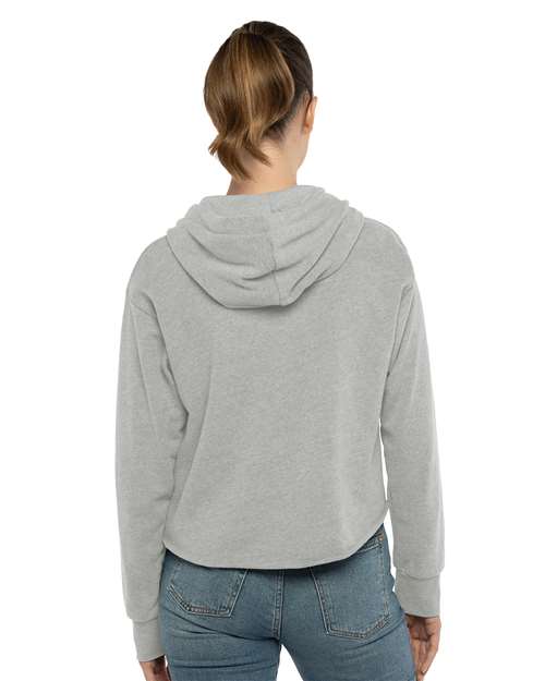 Next Level Women's Laguna Sueded Raw Edge Crop Hoodie Sweatshirt - 9384 Heather Grey