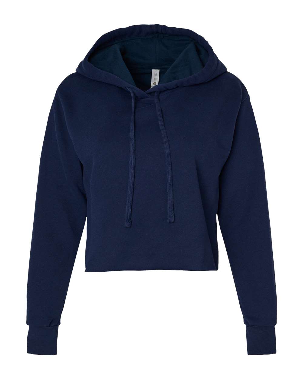 Next Level Women's Laguna Sueded Raw Edge Crop Hoodie Sweatshirt - 9384 Midnight Navy
