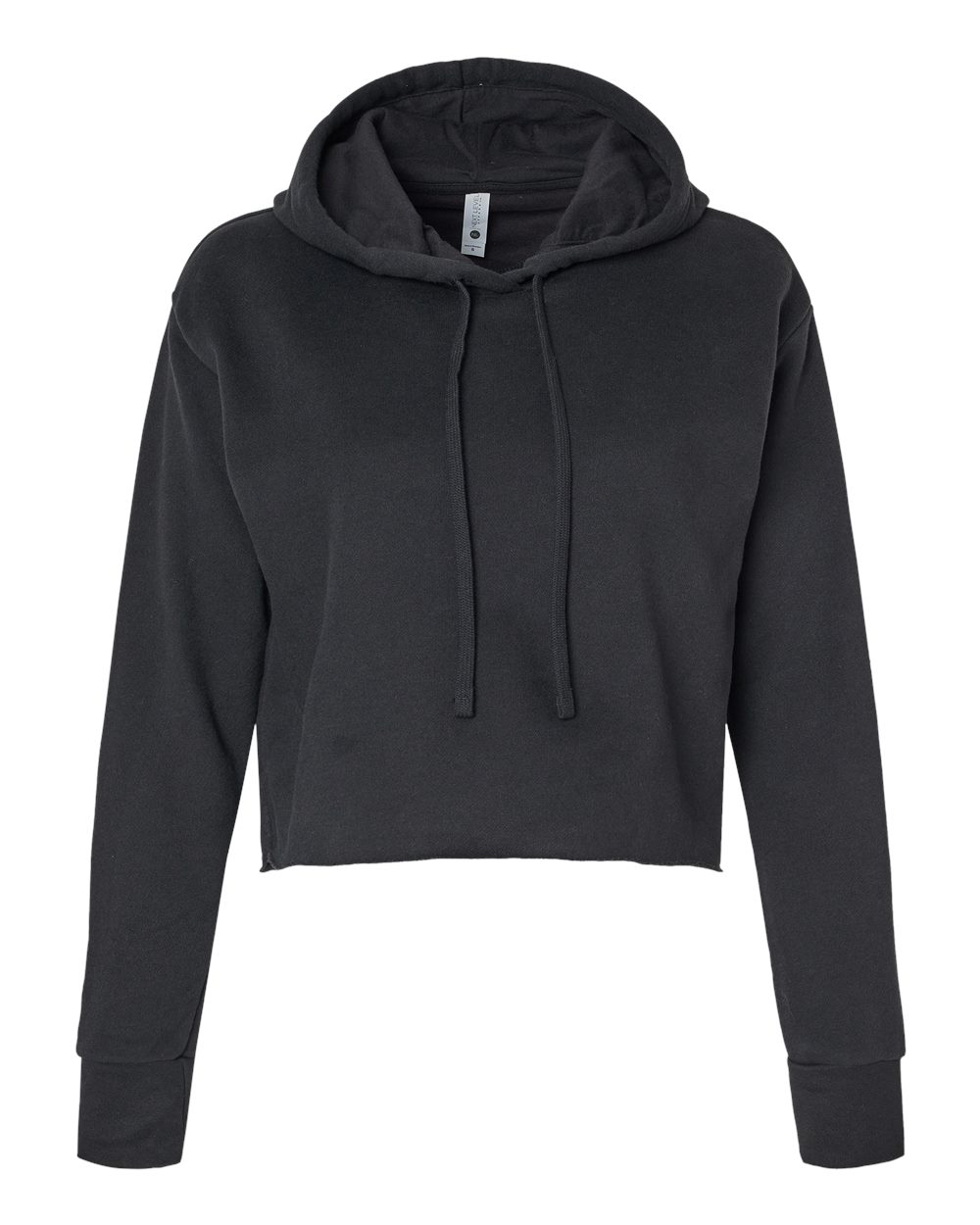 Next Level Women's Laguna Sueded Raw Edge Crop Hoodie Sweatshirt - 9384 Black
