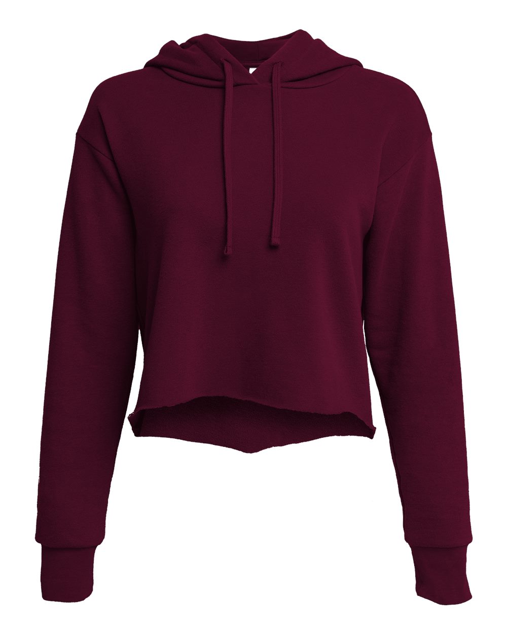 Next Level Women's Laguna Sueded Raw Edge Crop Hoodie Sweatshirt - 9384 Maroon