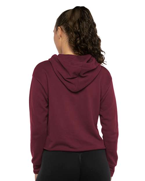 Next Level Women's Laguna Sueded Raw Edge Crop Hoodie Sweatshirt - 9384 Maroon