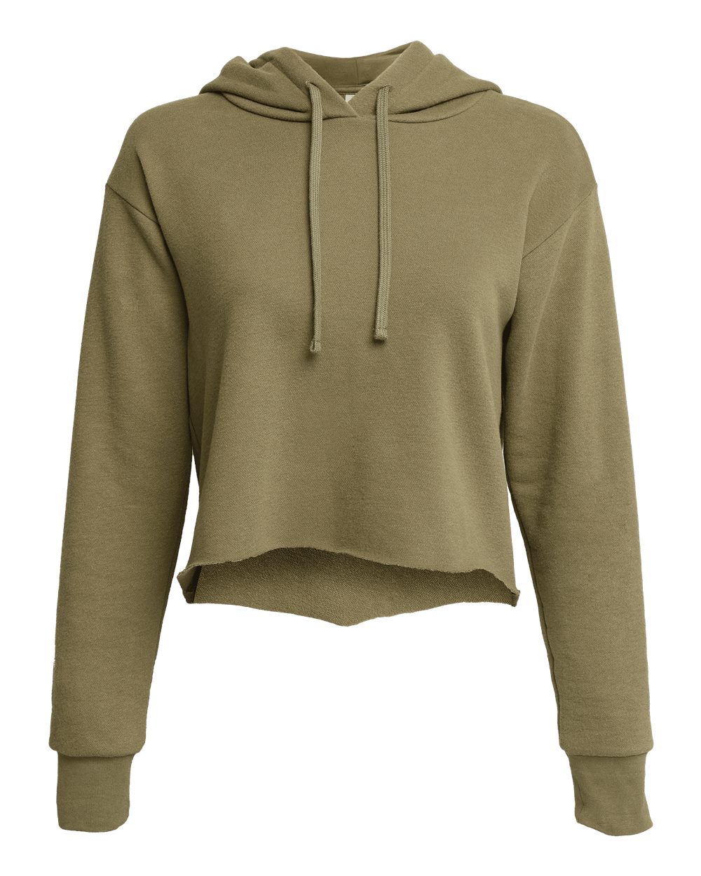 Next Level Women's Laguna Sueded Raw Edge Crop Hoodie Sweatshirt - 9384 Military Green