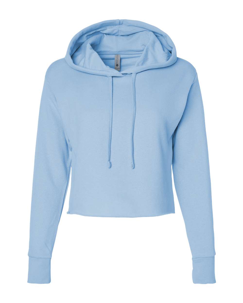 Next Level Women's Laguna Sueded Raw Edge Crop Hoodie Sweatshirt - 9384 Stonewash Denim