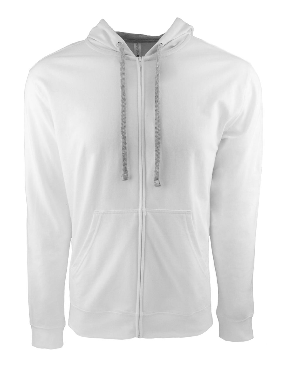 Next Level Unisex Laguna Full-Zip Hoodie Sweatshirt - 9601 White- Heather Grey