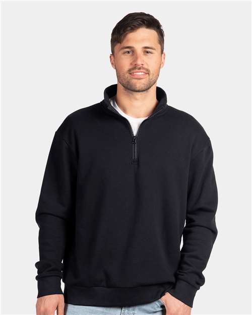 Next Level Unisex Fleece Quarter-Zip Pullover - 9643 Black