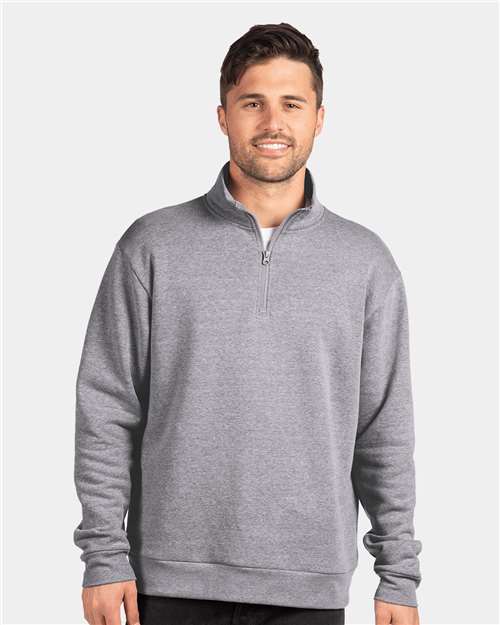 Next Level Unisex Fleece Quarter-Zip Pullover - 9643 Heather Grey