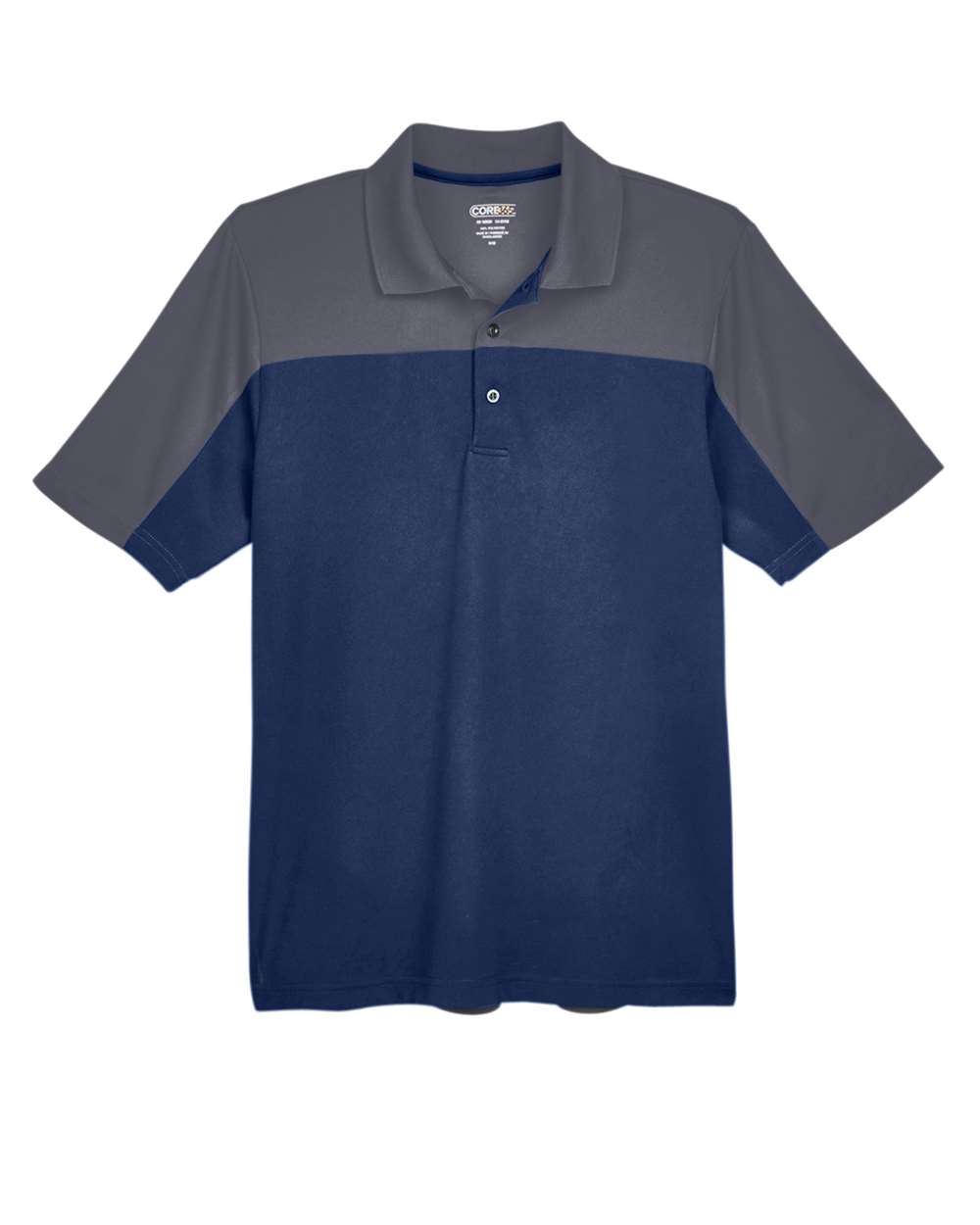 Core365 Men's Balance Colorblock Performance Piqué Polo - CE101 Classic Navy Heather- Carbon