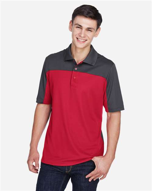 Core365 Men's Balance Colorblock Performance Piqué Polo - CE101 Classic Red- Carbon