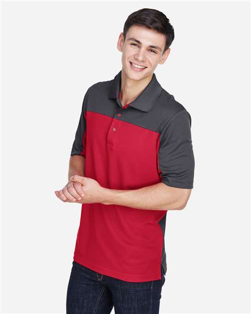 Core365 Men's Balance Colorblock Performance Piqué Polo - CE101 Classic Red- Carbon