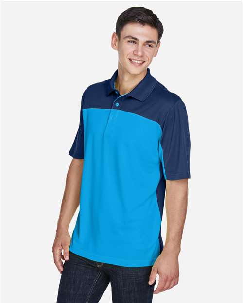 Core365 Men's Balance Colorblock Performance Piqué Polo - CE101 Electric Blue- Classic Navy