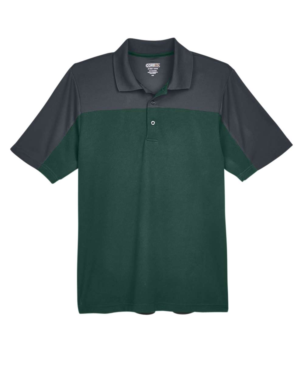 Core365 Men's Balance Colorblock Performance Piqué Polo - CE101 Forest- Carbon