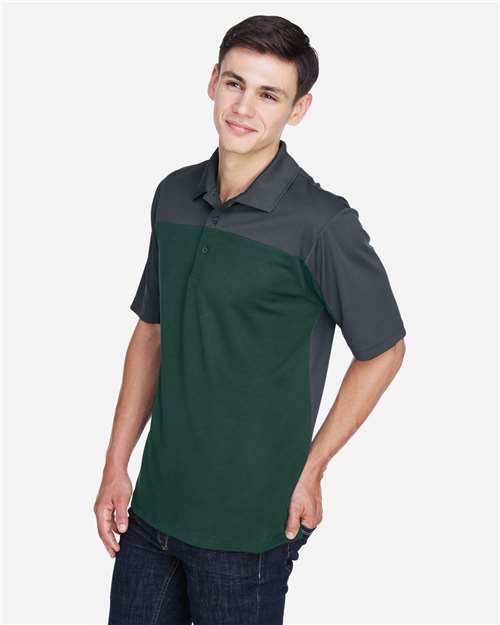 Core365 Men's Balance Colorblock Performance Piqué Polo - CE101 Forest- Carbon