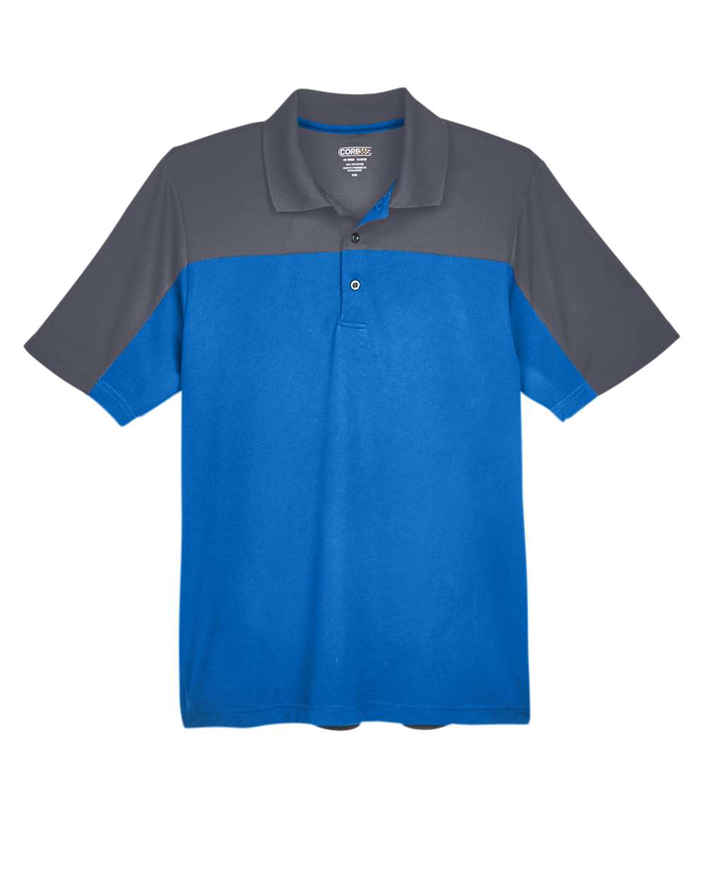 Core365 Men's Balance Colorblock Performance Piqué Polo - CE101 True Royal- Carbon