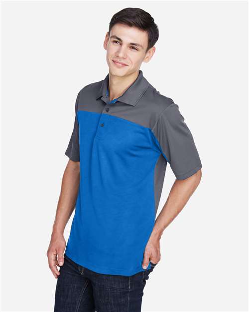 Core365 Men's Balance Colorblock Performance Piqué Polo - CE101 True Royal- Carbon